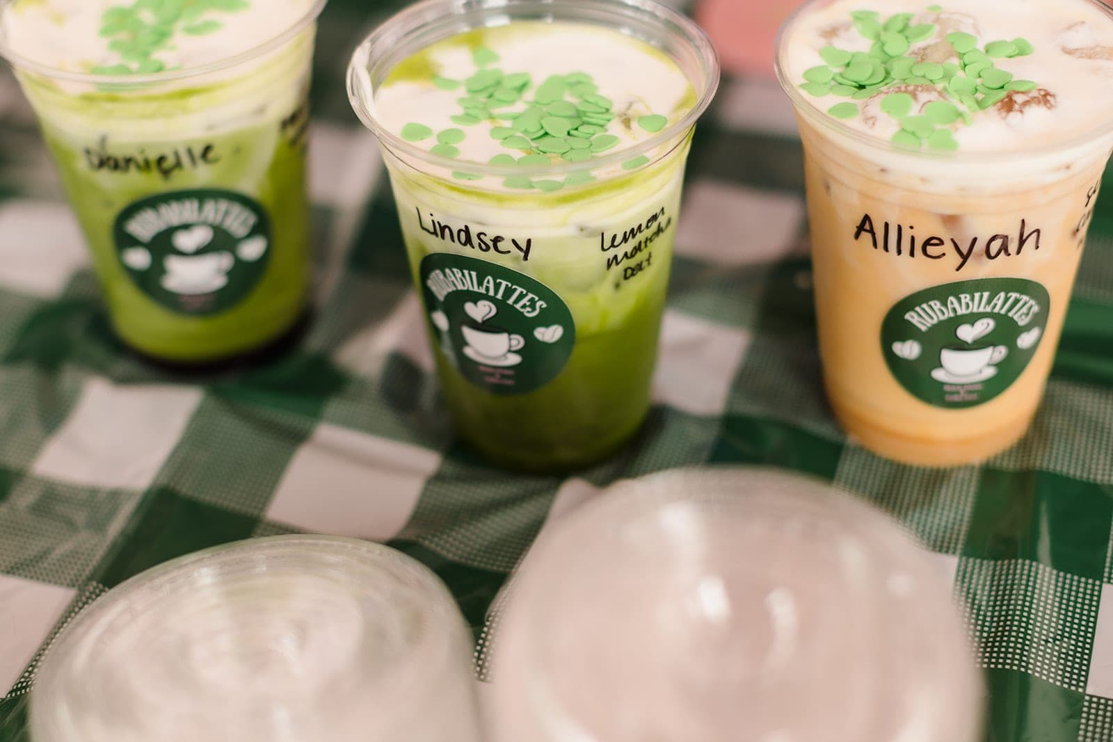 Rubabilattes labeled drinks with the logo